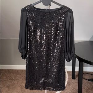 Eva Mendes Black Sequin Dress